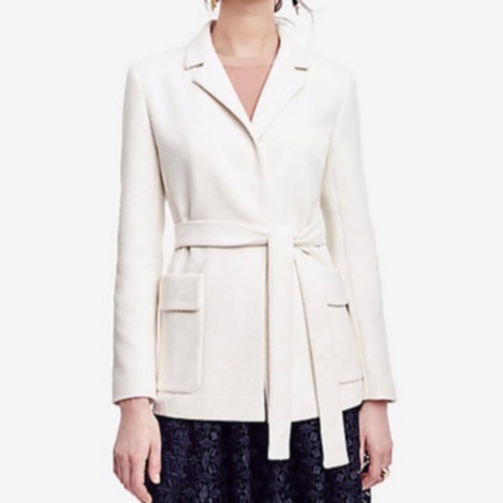 Ann Taylor white belted cardigan blazer